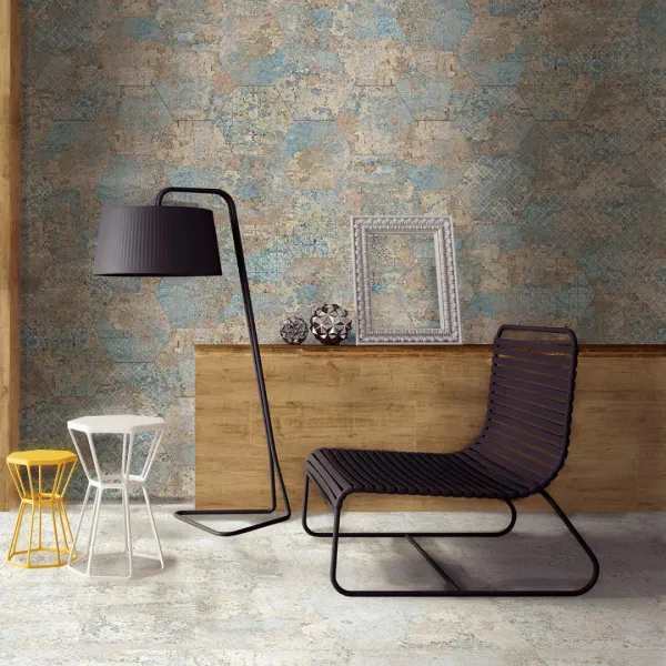 Espacio de la casa con azulejos efecto textil, colección Carpet de Aparici