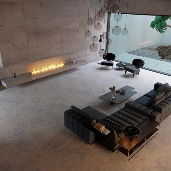 Espacio de la casa con azulejos efecto textil, colección Emotion de Apavisa