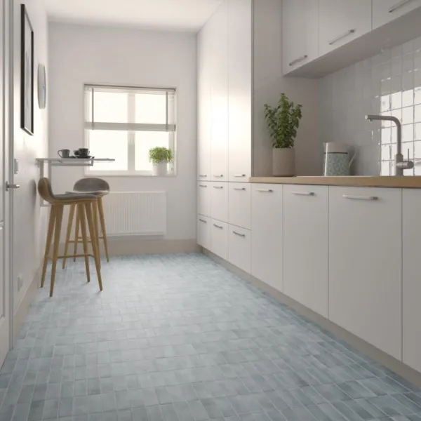 Cocina con azulejos efecto barro, colección Coco de Equipe
