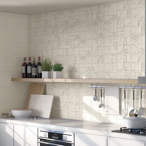 Cocina con azulejos efecto barro, colección Rúbrica de Vives