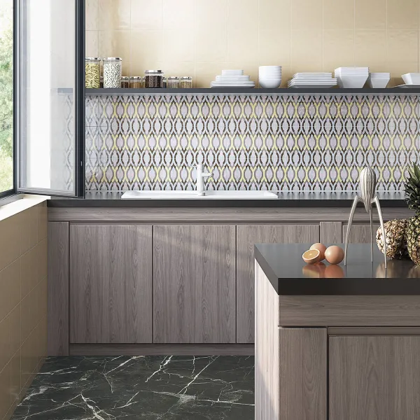 Cocina con azulejos efecto barro, colección Rúbrica de Vives