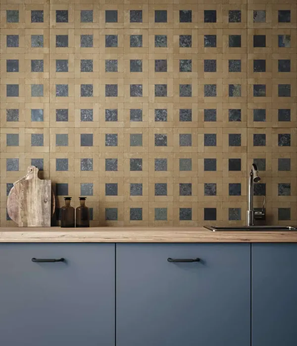Cocina con azulejos efecto barro, colección Zest de Aparici