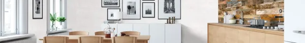 Cocina con azulejos efecto cemento en tonos cálidos, colección Concrete de New Tiles