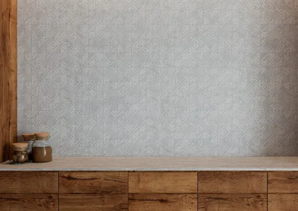 Cocina con azulejos efecto cemento, colección Ethereal de Ibero Casa Infinita