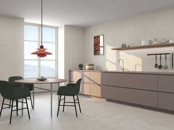 Cocina con azulejos efecto cemento, colección Grunge de Peronda