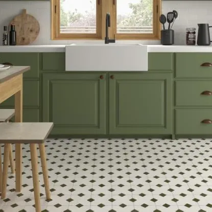 Cocina con azulejos efecto cemento, colección Kasbah de Equipe