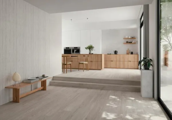 Cocina con azulejos efecto cemento, colección Manhattan de Peronda