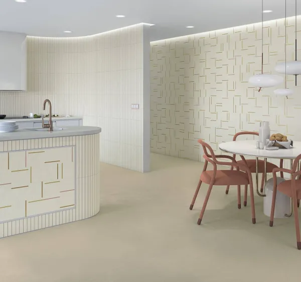 Cocina con azulejos efecto cemento, colección New york de Vives