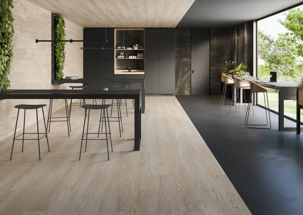 Cocina con azulejos efecto madera, colección Grow de Museum