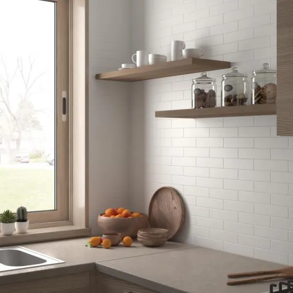 Cocina con azulejos efecto monocolor, colección Costa nova de Equipe