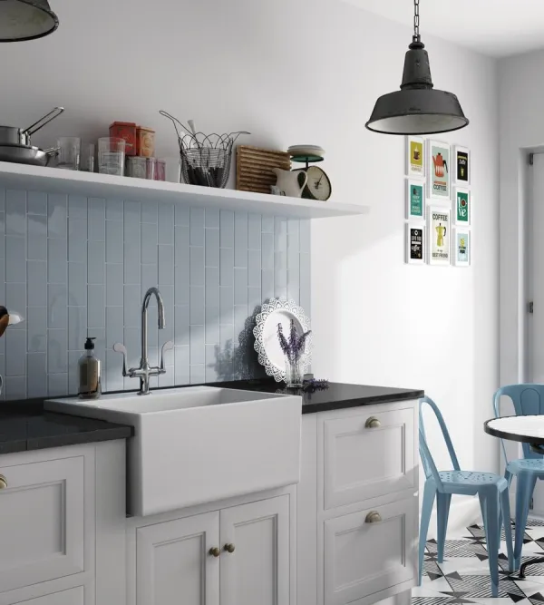 Cocina con azulejos efecto monocolor, colección Evolution de Equipe