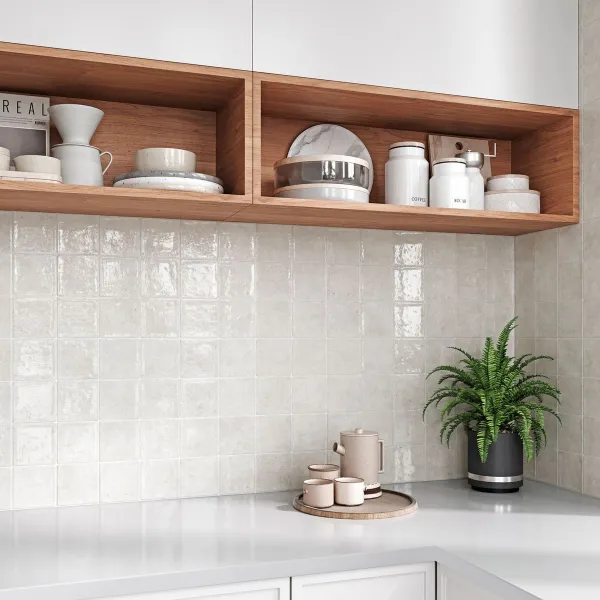 Cocina con azulejos efecto monocolor, colección Nuance de Ribesalbes