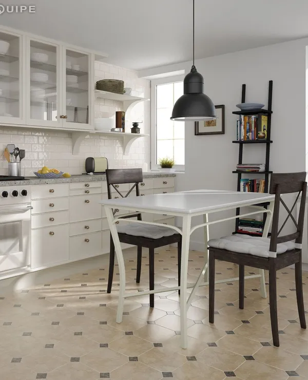 Cocina con azulejos efecto monocolor, colección Octagon de Equipe