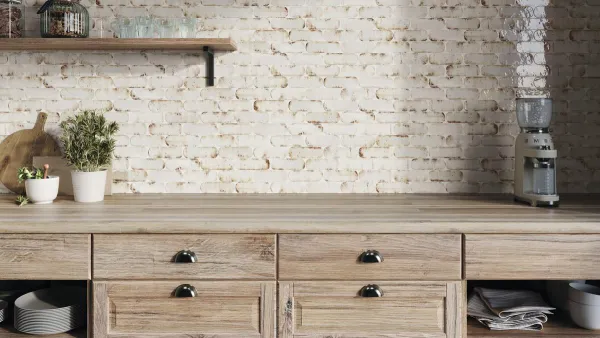 Cocina con azulejos efecto óxido en tonos cálidos, colección Funky de Ape