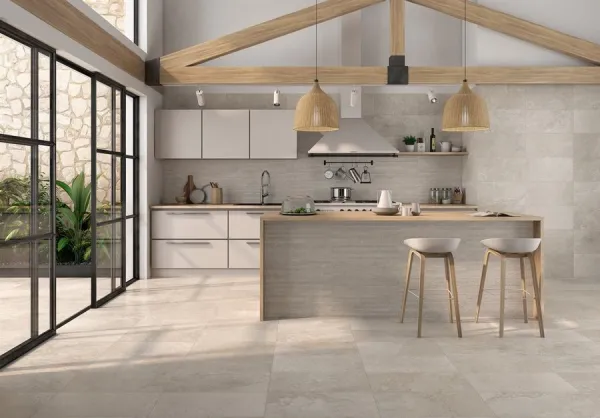 Cocina con azulejos efecto piedra, colección Solange de Colorker