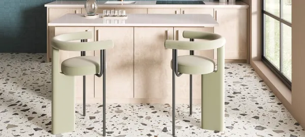 Cocina con azulejos efecto terrazo, colección Terrazo de Mayolica