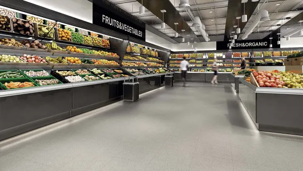Comercio con azulejos en tonos neutros