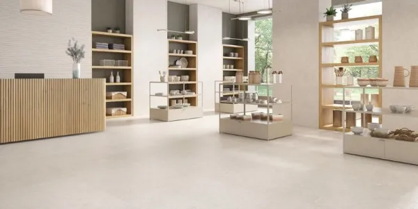 Comercio con azulejos efecto piedra, colección Origen de Colorker