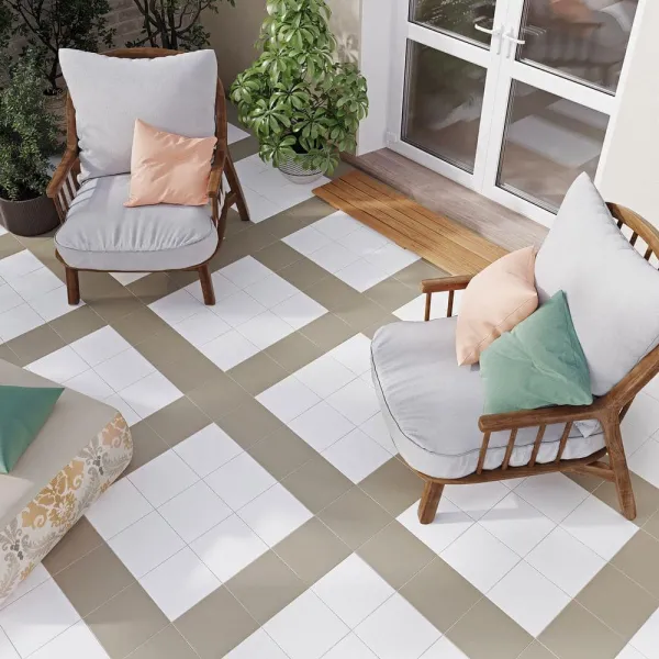 Exterior con azulejos efecto monocolor, colección Croma de Ribesalbes