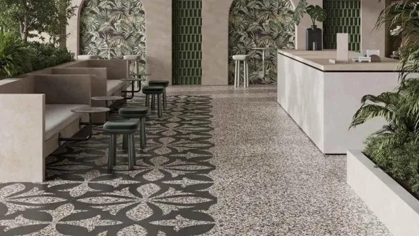 Exterior con azulejos efecto monocolor, colección Origin de Fanal
