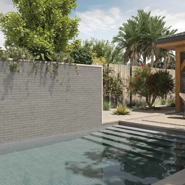 Piscina con azulejos efecto monocolor, colección Stage de Equipe
